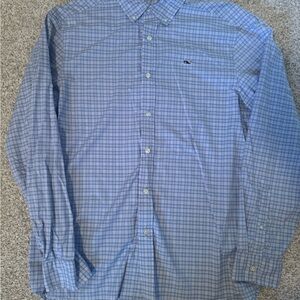 Vineyard Vines Light Blue Plaid Button Down Performance Classic Shirt